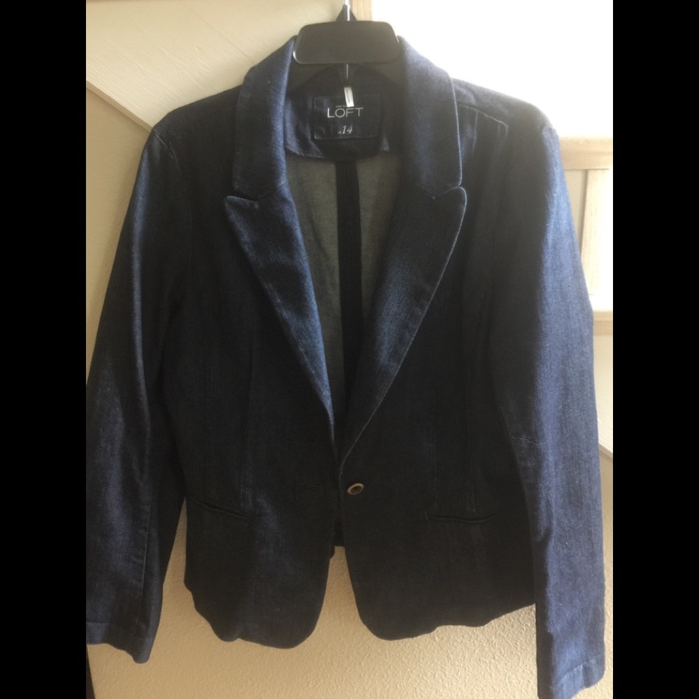LOFT Single Button Denim Blazer Style Jean Jacket